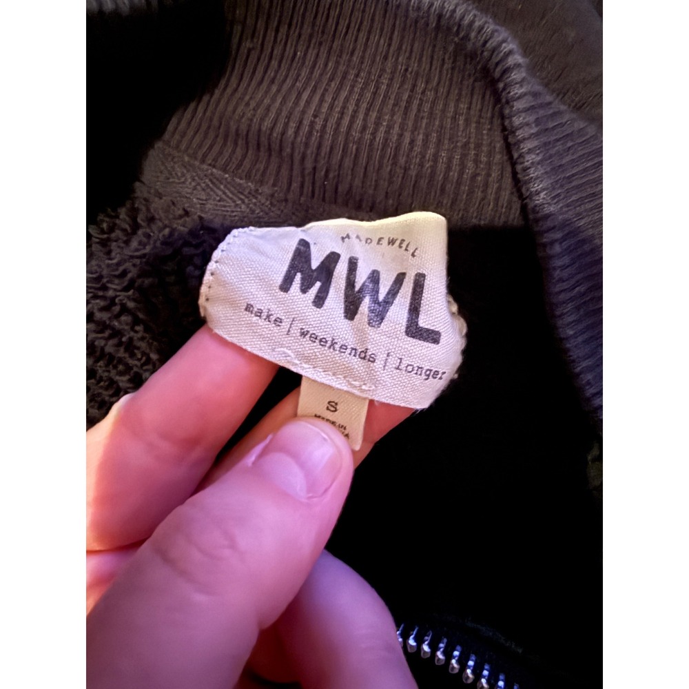 Madewell MWL Quarter Zip Sweatshirt Womens Small Black Betterterry Mock Neck - Picture 3 of 8